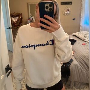Champions white reverse weave crewneck size small